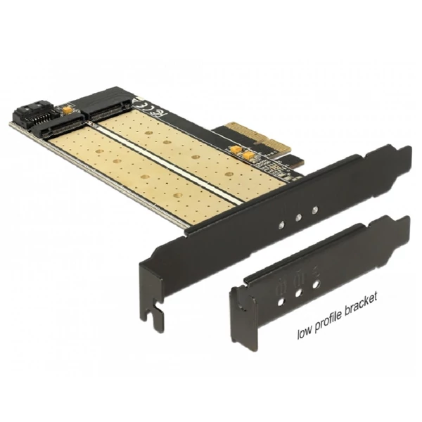 Delock PCI Express x4-kártya > 1 x belso M.2 aljzat B nyílással + 1 x belso NVMe M.2 aljzattal, M