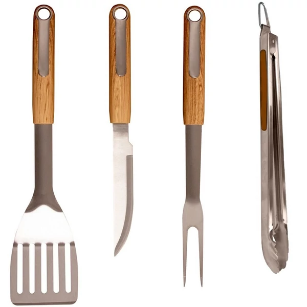 Riwall RBBQ 4W SET 4-részes prémium rozsdamentes acél grilleszköz készlet - RACC00132