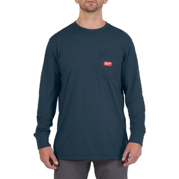 Milwaukee WTLSBLUII M - Hosszú ujjú zsebes póló Kék - 4932493044