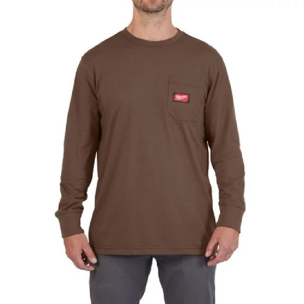Milwaukee WTLSBRII S - Hosszú ujjú zsebes póló Barna - 4932493058