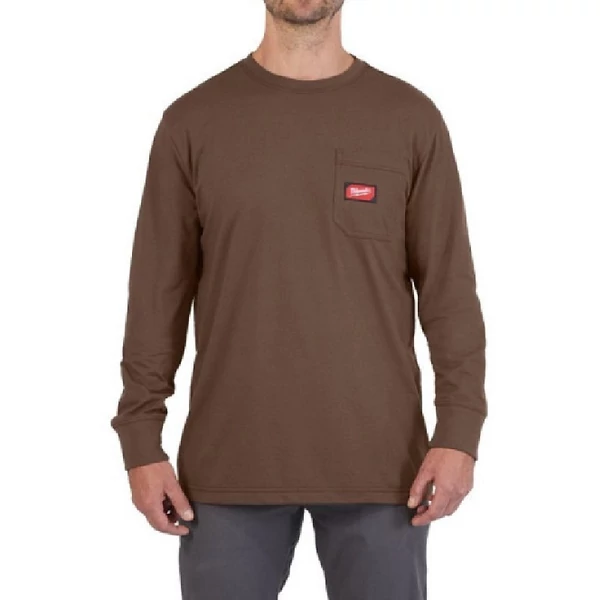Milwaukee WTLSBRII XXL - Hosszú ujjú zsebes póló Barna - 4932493062