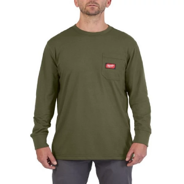 Milwaukee WTLSGRNII S - Hosszú ujjú zsebes póló Zöld - 4932493048