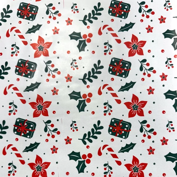 Piros cukorpálcás csomagolópapír 200x70cm