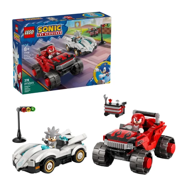LEGO® Sonic the Hedgehog™: Silver autója Knuckles monster truckja ellen (77118)