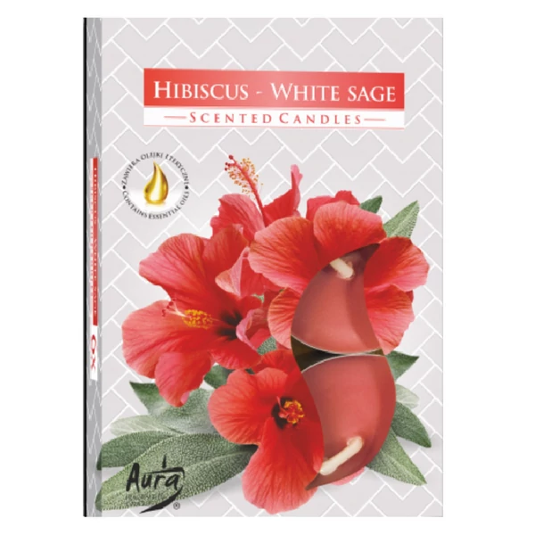 Hibiszkus fehér zsálya teamécses 6db