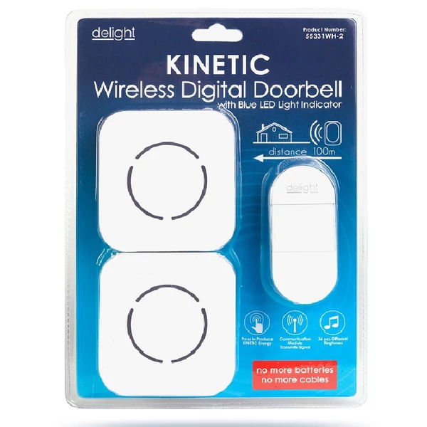 Delight elem és vezetéknélküli ajtócsengő IPP44 Fehér 55331WH-2
