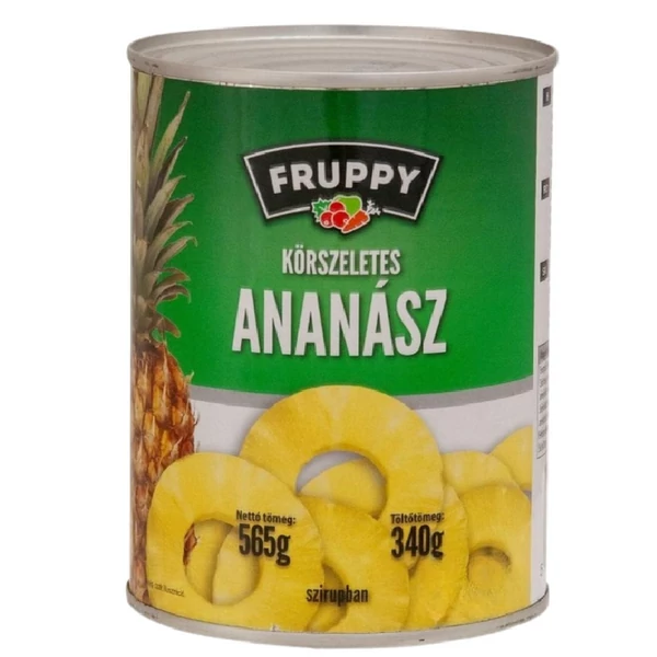 Fruppy ananász darabolt, szirupban 565g - csak egyedi szállítással vagy személyes átvétellel
