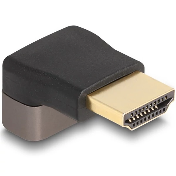 Delock HDMI adapter apa - anya 90  felfelé néző csatlakozódugóval 8K 60 Hz szürke fém
