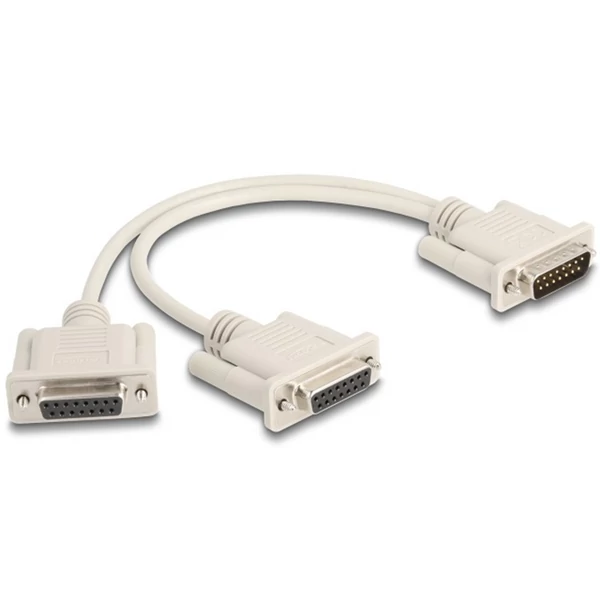 Delock Y osztott kábeles adapter D-Sub 15 tűs apa - 2 x D-Sub 15 tűs anya csavarokkal 30 cm