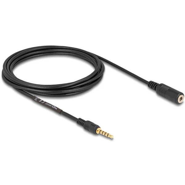 Delock 5 tűs apa-anya sztereó jack hosszabbító kábel 3,5 mm-es átmérő, 3 m fekete