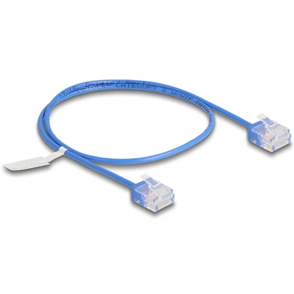 Delock RJ45 hálózati kábel Cat.6 UTP ultravékony 0,5 m kék rövid csatlakoztatókkal