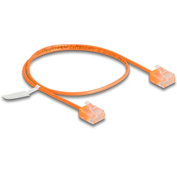 Delock RJ45 hálózati kábel Cat.6 UTP ultravékony 0,5 m narancssárga rövid csatlakoztatókkal