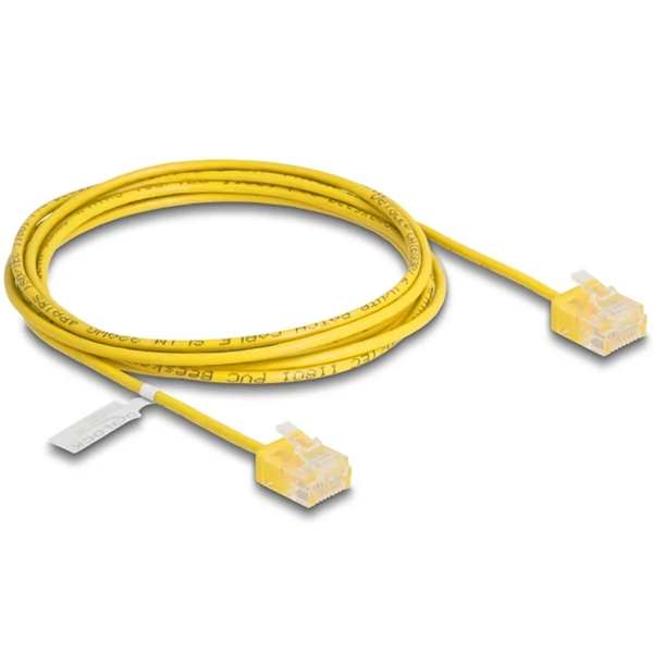 Delock RJ45 hálózati kábel Cat.6 UTP ultravékony 2 m sárga rövid csatlakoztatókkal