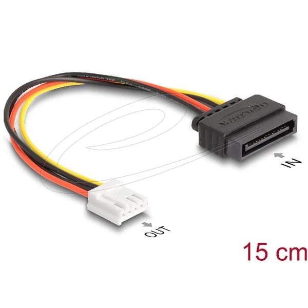 Delock SATA tápkábel 15 tűs apa - 1 db. Floppy 4 tűs anya 15 cm
