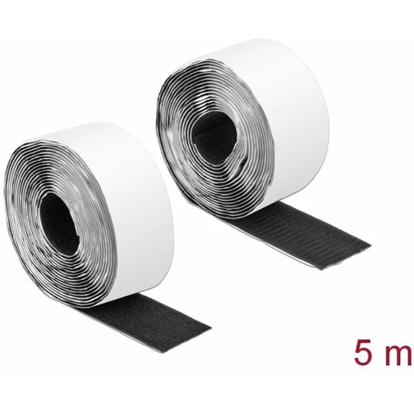 Delock Velcro öntapadó tépőzáras szalag-szett, H 5 m és Sz 50 mm fekete