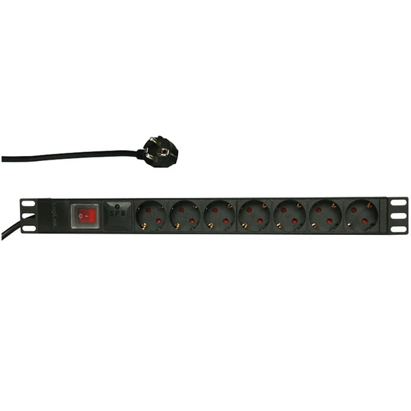 Logilink 19 "PDU 7 x CEE7 / 3 aljzat, túlfeszültség-védelemmel és kapcsolóval