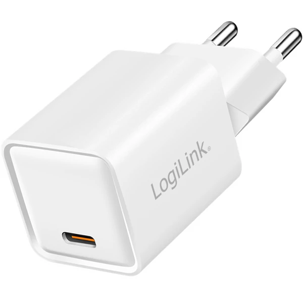 Logilink USB-C GaN töltő (PD+QC 3.0), 20 W, fehér