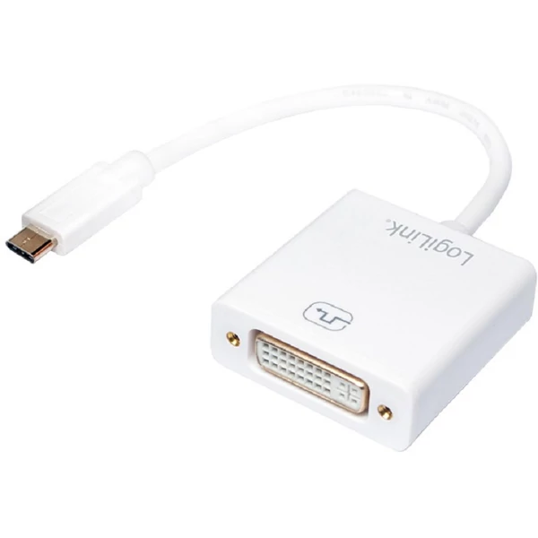 LogiLink USB 3.2 Gen1 Type-C adapter, C/M DVI-D/F, 1080p, fehér, 0,14 m