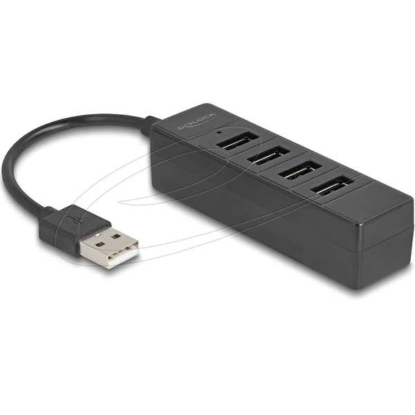 Delock USB Hub 4 portos USB 2.0 4 x USB Type-A csatlakozóval, fekete