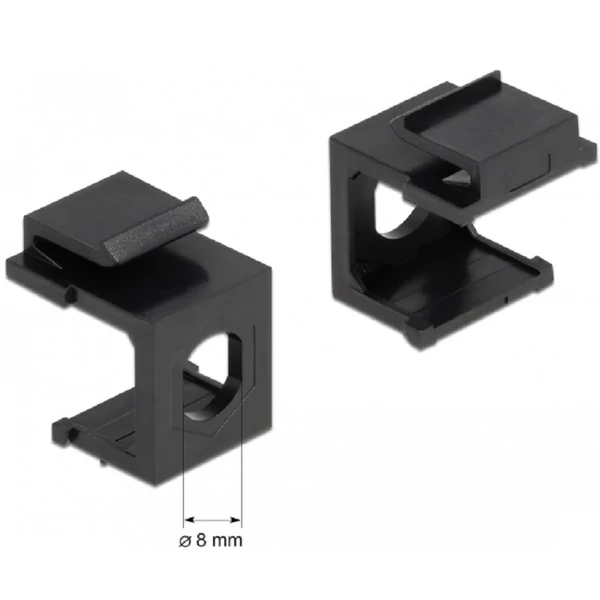 Delock Keystone fekete borító 8,0 mm-es lyukkal, 4 db.