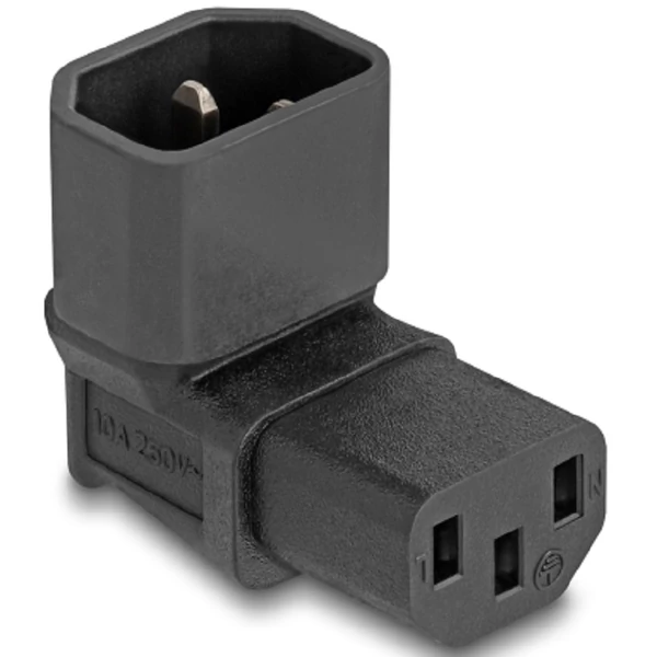 Delock Tápadapter IEC 60320 - C14 - C13, apa / anya, 10 A, 90 -ban hajlított