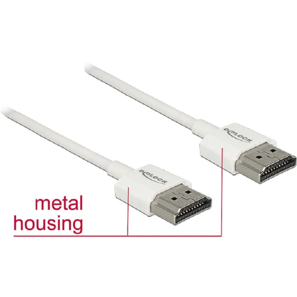 Delock HDMI-kábel Ethernettel - HDMI-A-csatlakozódugó > HDMI-A-csatlakozódugó, 3D, 4K, 2 m, vékony