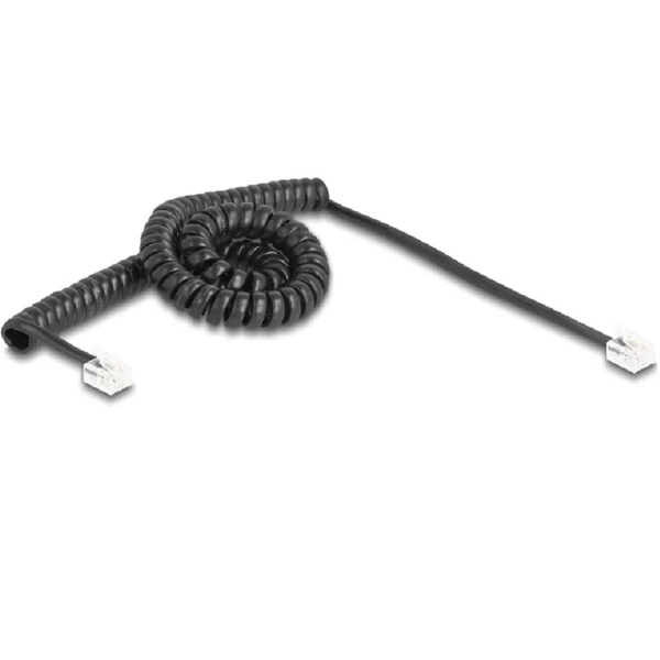 Delock Telefon csavart kábel RJ11 apa - RJ11 apa fekete színű 3 m