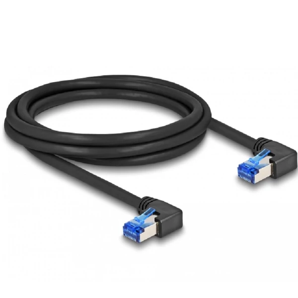 Delock RJ45 hálózati kábel Cat.6A S/FTP jobbra hajló 2 m fekete