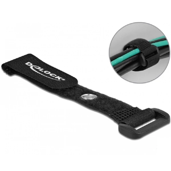 Delock Befűzős kábelkötegelő tépőzárral és szorító karikával hossza 150 mm, szélessége 20 mm, 5 db.