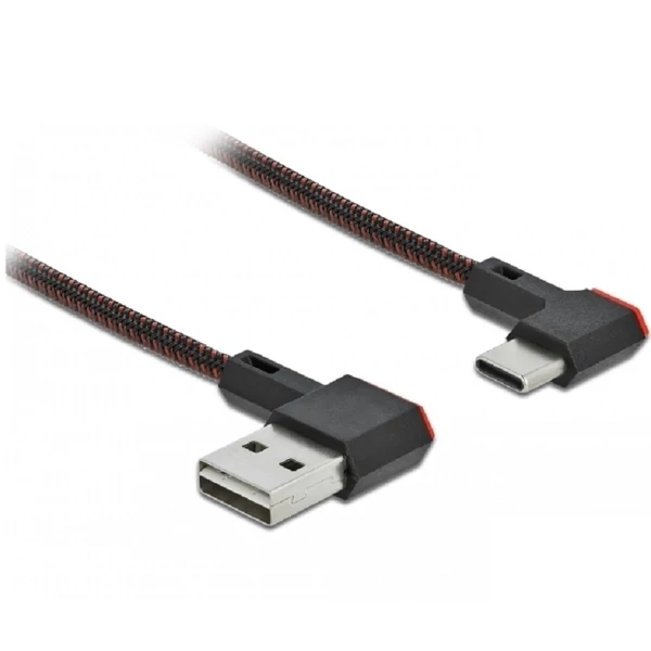 Delock EASY-USB 2.0 kábel A-típusú csatlakozódugó - USB Type-C  csatlakozódugó, ívelt bal / jobb, 0,