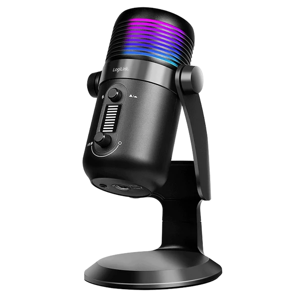 Logilink Mikrofon, kardioid, NRC, 192 kHz@24 bit, RGB világítás, streaming, podcast, stúdió