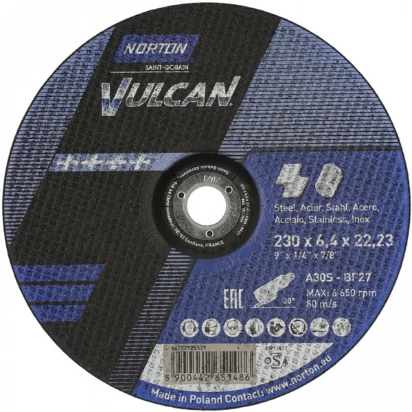 Vulcan fém 230x6,4x22,23 A30S-BF27 tisztító