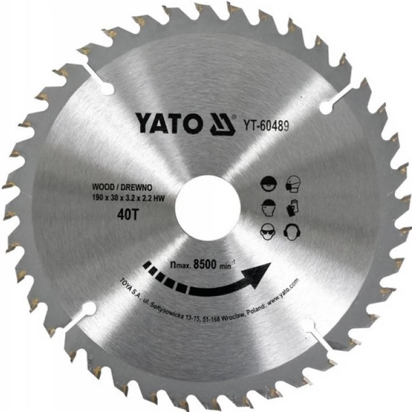 YATO Fűrésztárcsa fához 190 x 30 x 3,2 mm / 40T