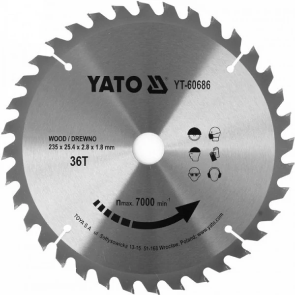 YATO Fűrésztárcsa fához 235 x 25,4 x 1,8 mm / 36T