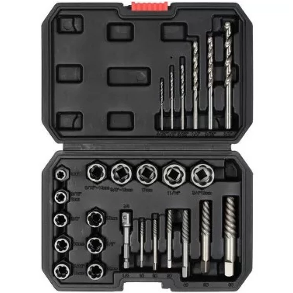 YATO Roncsolt-, törtcsavar kiszedő és fúró készlet 26 részes 3/8'