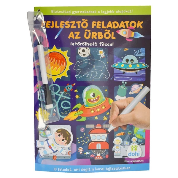 Fejlesztő feladatok az űrből 13 feladattal letörölhető filccel - D-Toys