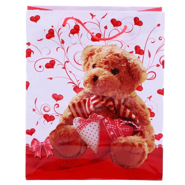 Valentin ajándéktasak maci piros szívvel 71421