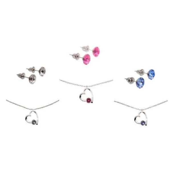 Lora szíves nyaklánc fülbevalóval S01081