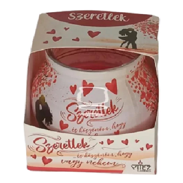 Szeretlek feliratú poharas gyertya 70g