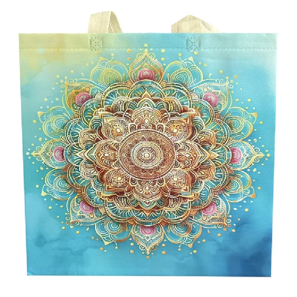 Bevásárlótáska nagy arany mandala metallic 37x41x13,5cm
