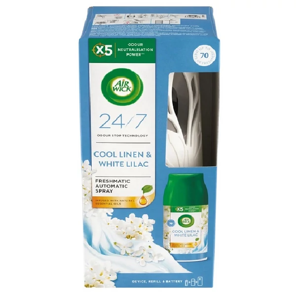 Air Wick Freshmatic Cool Linen & White Lilac automata légfrissítő utántöltővel 250ml