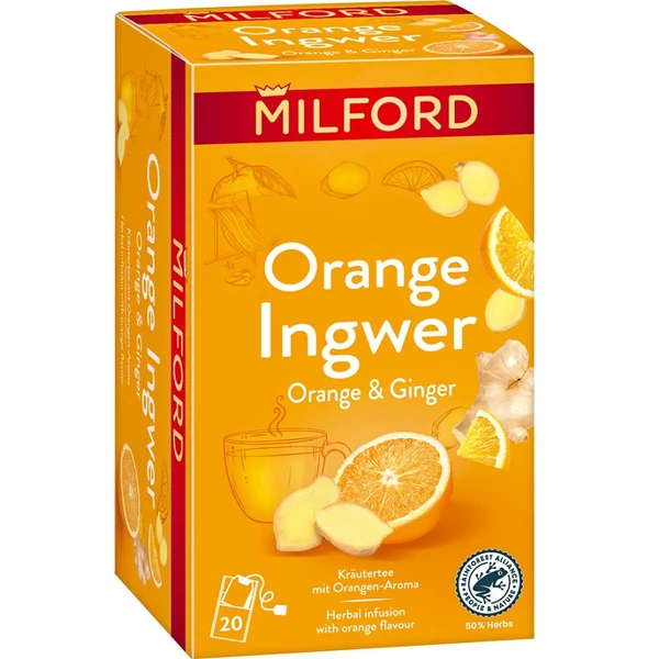 Milford narancs-gyömbér gyógynövénytea 20x1,75g