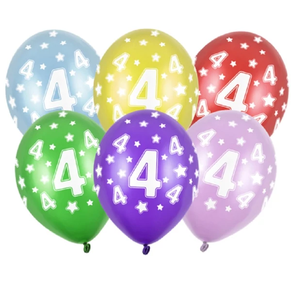 Évszámos party lufi 4-es 5db-os kiszerelésben többféle színben