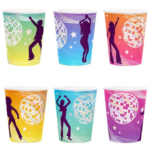 Retros party papírpohár 220ml 6db-os kiszerelésben