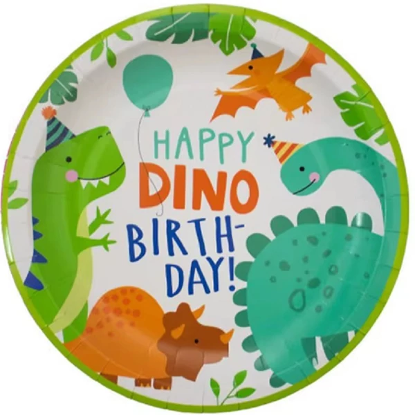 Dínós party papírtányér 23cm 10db-os kiszerelésben