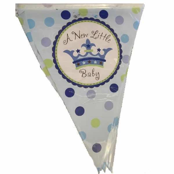 Világoskék babavárós party zászlófüzér 