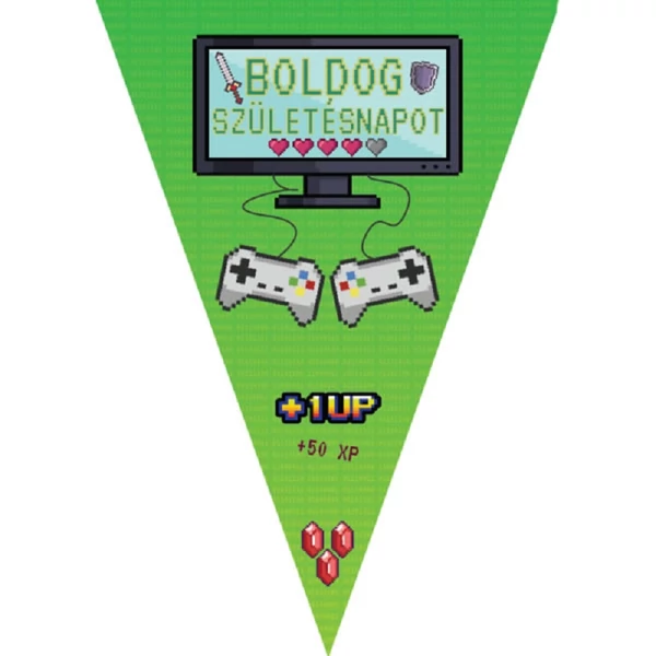 Gamer boldog születésnapot party zászlófüzér