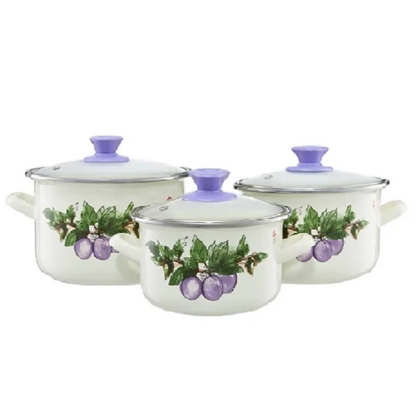 Emalia Olkusz edénykészlet zománcozott 6 részes szilvás 35245/35246