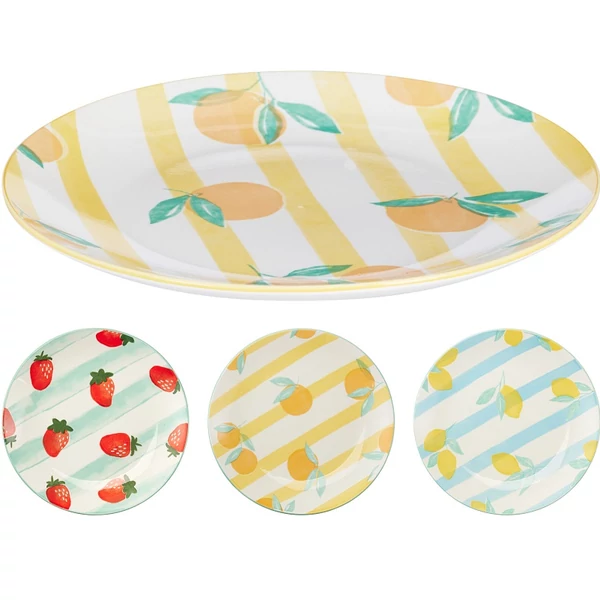 Excellent Houseware porcelán lapostányér 3 féle nyári minta Q04000480