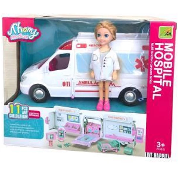 Játék baba készlet mentőautóval BA4513